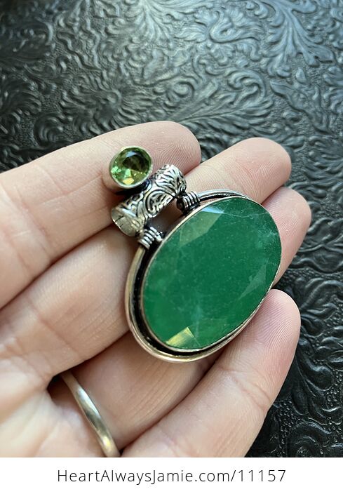 Simulated Faceted Emerald and Green Gem Crystal Stone Jewelry Pendant - #2itXQB0UwDo-2