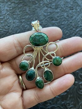 Simulated Faceted Green Emerald Gemstone Crystal Jewelry Swirl Pendant #sgGOaXCicJ4