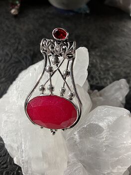 Simulated Ruby and Red Gemstone Jewelry Crystal Fidget Pendant #TlnDWwGl81A