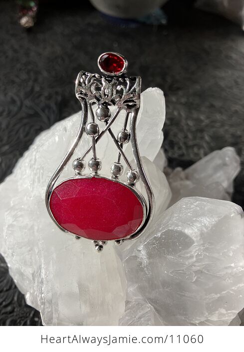 Simulated Ruby and Red Gemstone Jewelry Crystal Fidget Pendant - #TlnDWwGl81A-1