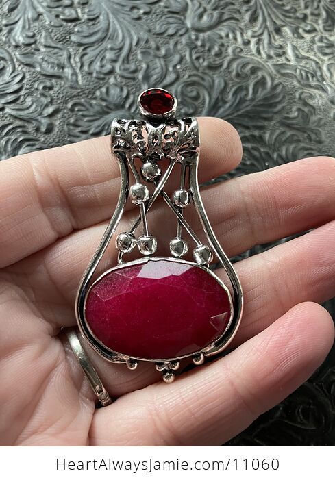 Simulated Ruby and Red Gemstone Jewelry Crystal Fidget Pendant - #TlnDWwGl81A-2