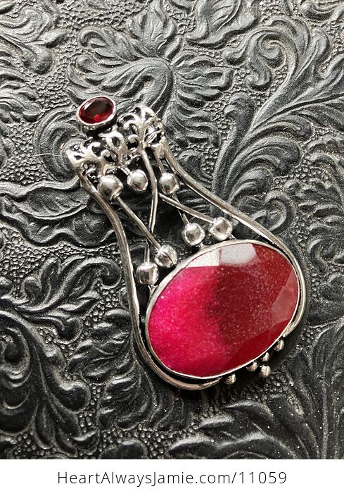 Simulated Ruby and Red Gemstone Jewelry Crystal Fidget Pendant - #fv9dZzk6Suk-1