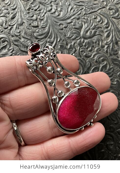 Simulated Ruby and Red Gemstone Jewelry Crystal Fidget Pendant - #fv9dZzk6Suk-3