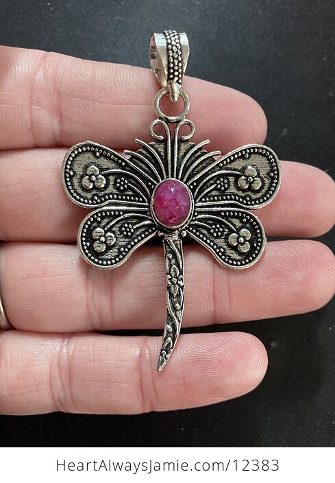 Simulated Ruby Dragonfly Stone Jewelry Crystal Pendant - #BjULfwSFYKA-2