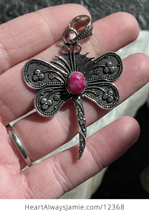 Simulated Ruby Dragonfly Stone Jewelry Crystal Pendant - #OgifkvQ07Y8-1