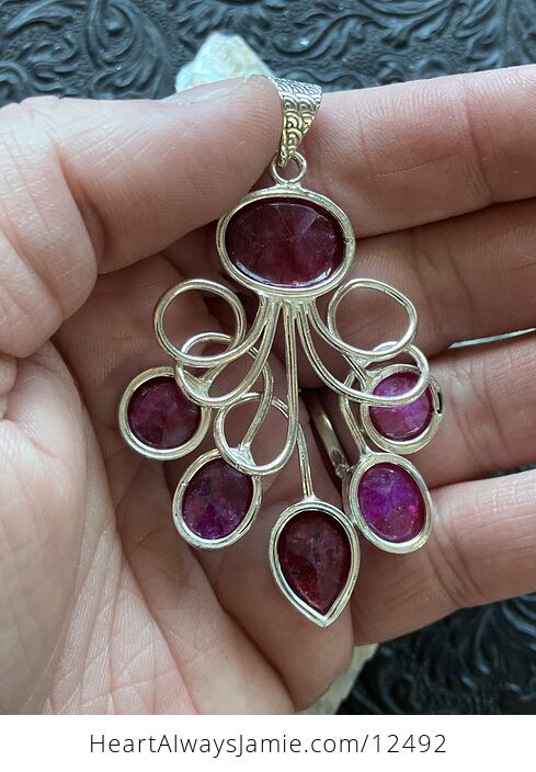 Simulated Ruby Gemstone Crystal Jewelry Swirl Pendant - #KOAa67ElhO8-3