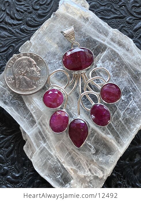 Simulated Ruby Gemstone Crystal Jewelry Swirl Pendant - #KOAa67ElhO8-2