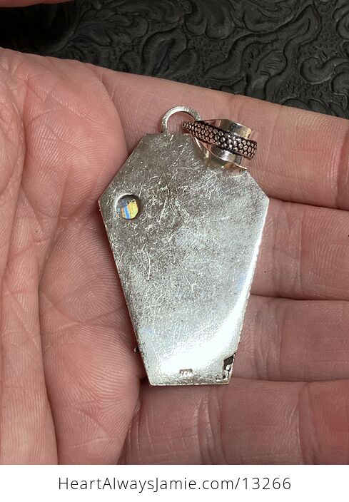 Skull and Woman Kissing Pendant with a Rainbow Moonstone Stone Crystal Jewelry - #Qh6oJiaublo-7