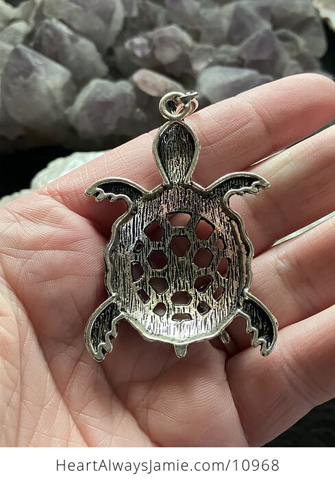 Small Cute Silver Toned Sea Turtle Pendant - #srA23bi2t5k-3