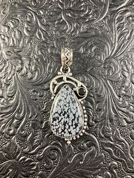 Snowflake Obsidian and Onyx Crystal Stone Jewelry Pendant #sJ4Mz5WGip4