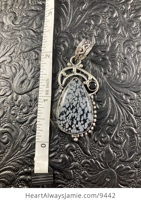 Snowflake Obsidian and Onyx Crystal Stone Jewelry Pendant - #sJ4Mz5WGip4-2