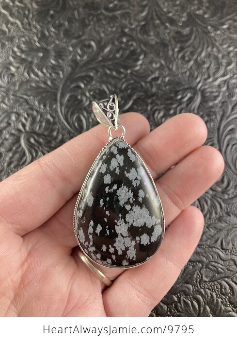 Snowflake Obsidian Crystal Stone Jewelry Pendant - #ub2cSl8esYI-2