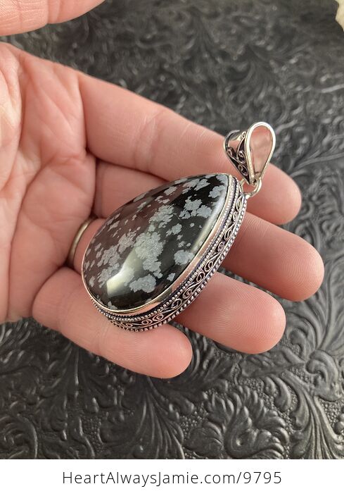 Snowflake Obsidian Crystal Stone Jewelry Pendant - #ub2cSl8esYI-3