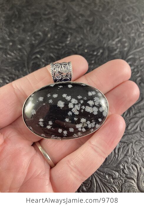 Snowflake Obsidian Crystal Stone Jewelry Pendant - #yQvm93bZCFo-2