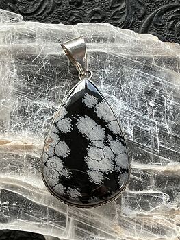 Snowflake Obsidian Handcrafted Stone Jewelry Crystal Pendant #h0JFLT5aWGs