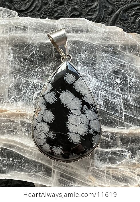 Snowflake Obsidian Handcrafted Stone Jewelry Crystal Pendant - #h0JFLT5aWGs-1