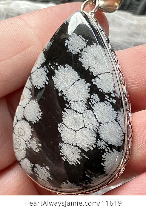 Snowflake Obsidian Handcrafted Stone Jewelry Crystal Pendant - #h0JFLT5aWGs-5