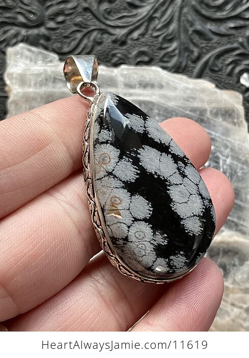 Snowflake Obsidian Handcrafted Stone Jewelry Crystal Pendant - #h0JFLT5aWGs-3