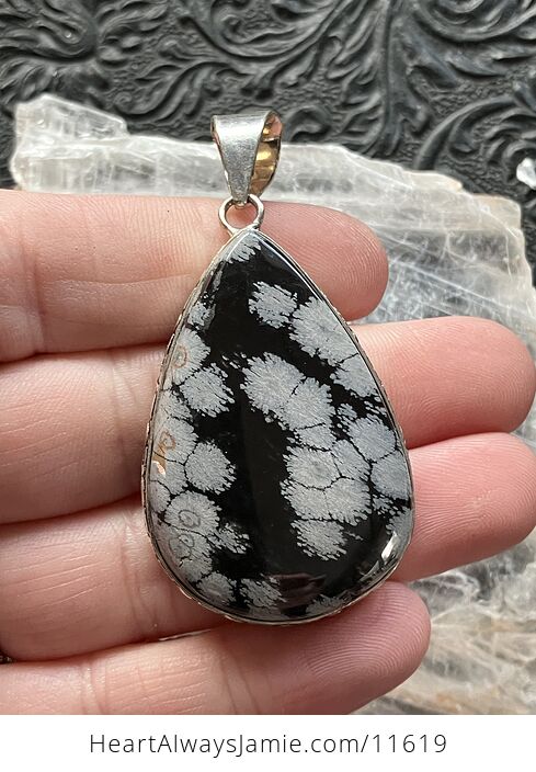 Snowflake Obsidian Handcrafted Stone Jewelry Crystal Pendant - #h0JFLT5aWGs-2