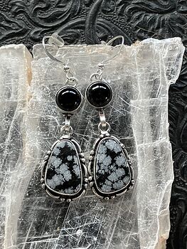 Snowflake Obsidian Stone Jewelry Crystal Earrings #NPY8t6CMmkw