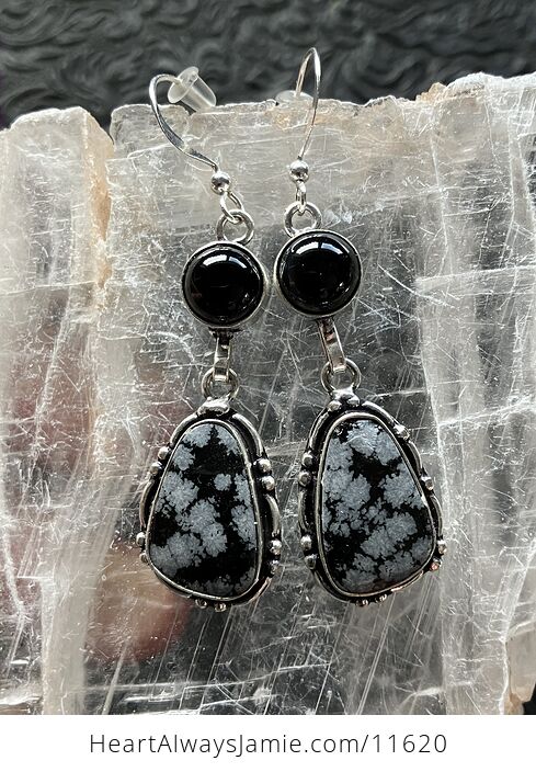 Snowflake Obsidian Stone Jewelry Crystal Earrings - #NPY8t6CMmkw-2