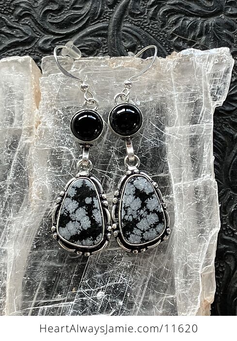 Snowflake Obsidian Stone Jewelry Crystal Earrings - #NPY8t6CMmkw-1