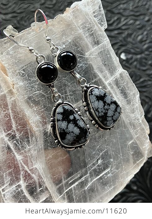 Snowflake Obsidian Stone Jewelry Crystal Earrings - #NPY8t6CMmkw-3