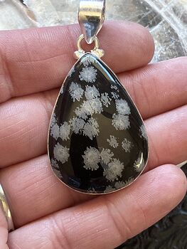 Snowflake Obsidian Stone Jewelry Crystal Pendant #DA9dGBSquHI