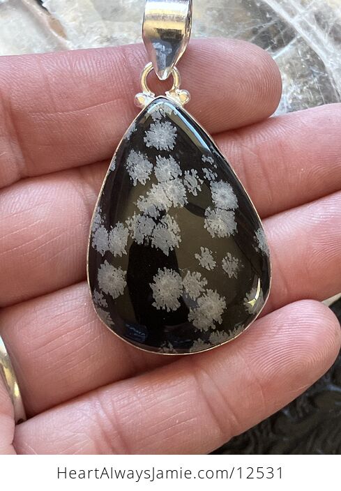 Snowflake Obsidian Stone Jewelry Crystal Pendant - #DA9dGBSquHI-1