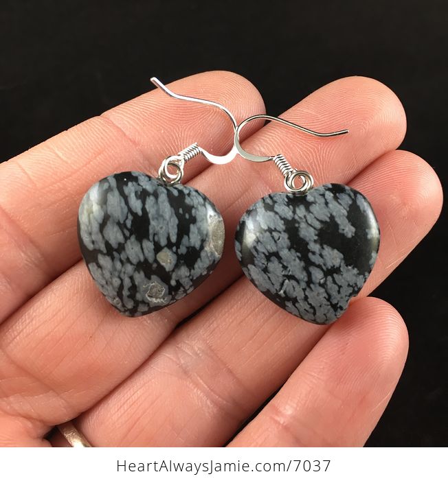 Snowflake Obsidian Stone Jewelry Earrings - #axLqrhhtkUE-2