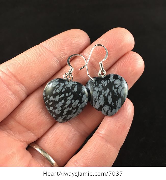 Snowflake Obsidian Stone Jewelry Earrings - #axLqrhhtkUE-1