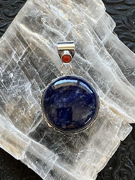 Sodalite and Red Coral Crystal Stone Jewelry Pendant #CZsDmprDYUc