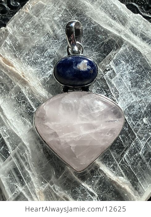 Sodalite and Rose Quartz Crystal Stone Jewelry Pendant - #4zTmcdwULYo-5