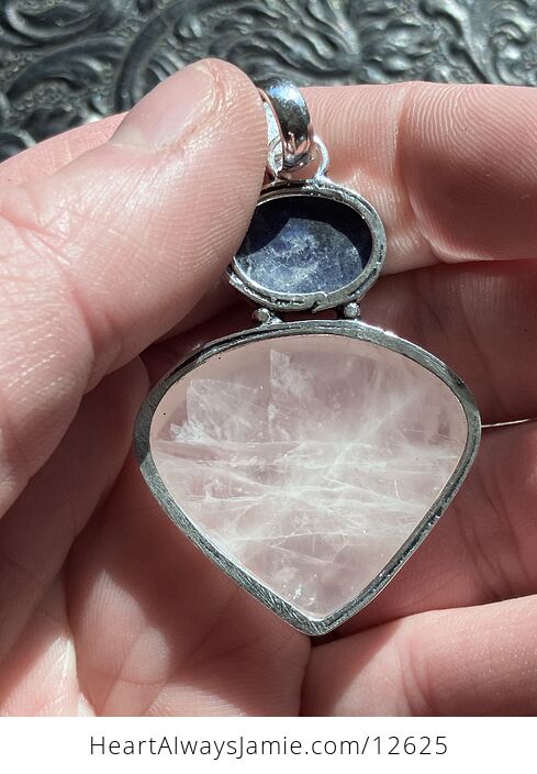 Sodalite and Rose Quartz Crystal Stone Jewelry Pendant - #4zTmcdwULYo-4