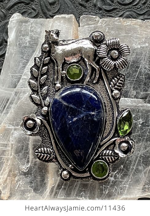 Sodalite Deer Crystal Stone Jewelry Pendant - #gAw8IqkfHH4-1