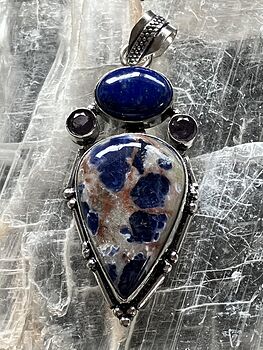 Sodalite Lapis Lazuli and Amethyst Gems Crystal Stone Jewelry Pendant #WHIJoMynM5w