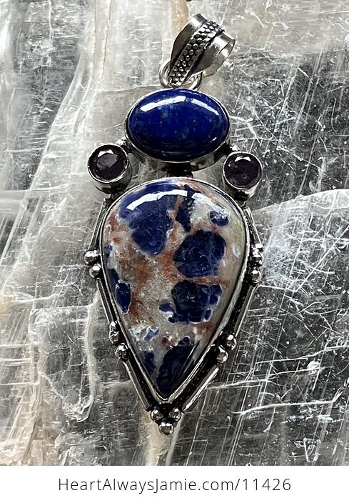 Sodalite Lapis Lazuli and Amethyst Gems Crystal Stone Jewelry Pendant - #WHIJoMynM5w-1