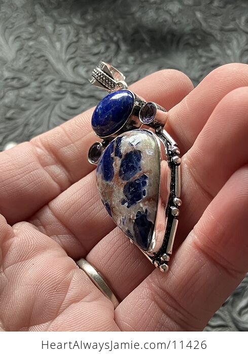 Sodalite Lapis Lazuli and Amethyst Gems Crystal Stone Jewelry Pendant - #WHIJoMynM5w-3