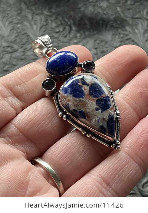 Sodalite Lapis Lazuli and Amethyst Gems Crystal Stone Jewelry Pendant - #WHIJoMynM5w-2
