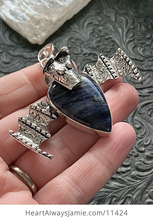 Sodalite Metal Dragon Crystal Stone Jewelry Pendant - #hmUqzS05CsA-2