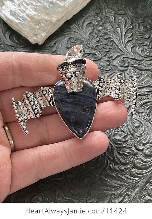 Sodalite Metal Dragon Crystal Stone Jewelry Pendant - #hmUqzS05CsA-1
