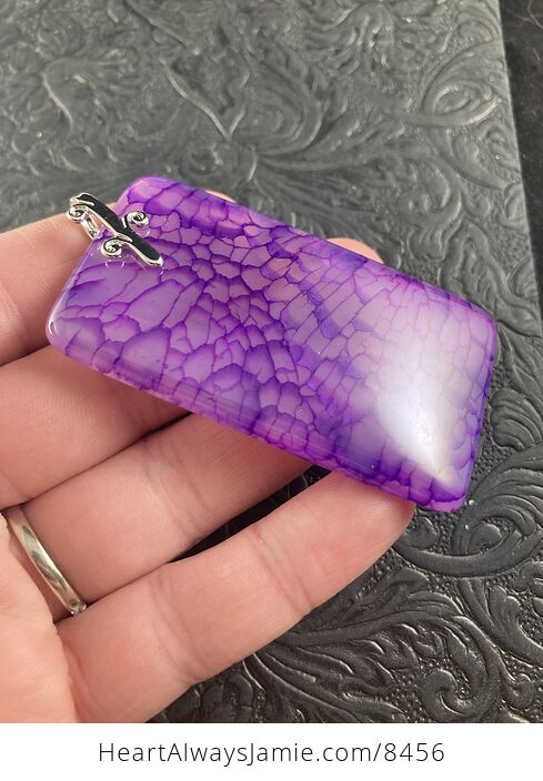 Sold Rectangle Shaped Purple Dragon Veins Stone Jewelry Pendant Crystal Ornament - #OumBpRdjDNs-3