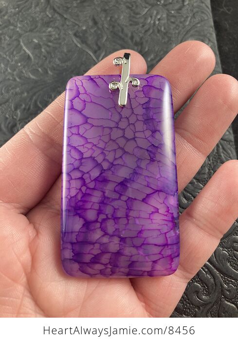 Sold Rectangle Shaped Purple Dragon Veins Stone Jewelry Pendant Crystal Ornament - #OumBpRdjDNs-1