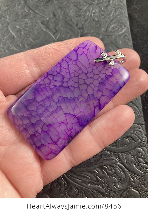 Sold Rectangle Shaped Purple Dragon Veins Stone Jewelry Pendant Crystal Ornament - #OumBpRdjDNs-2