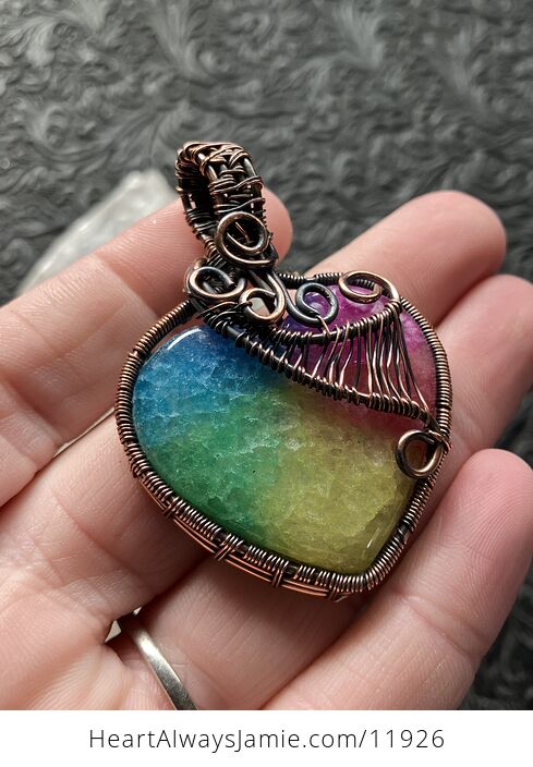 Sold Wire Wrapped Heart Rainbow Quartz Crystal Stone Jewelry Pendant - #ATNH1S9qedI-3