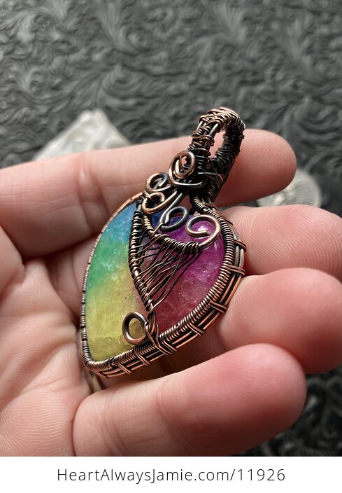 Sold Wire Wrapped Heart Rainbow Quartz Crystal Stone Jewelry Pendant - #ATNH1S9qedI-4