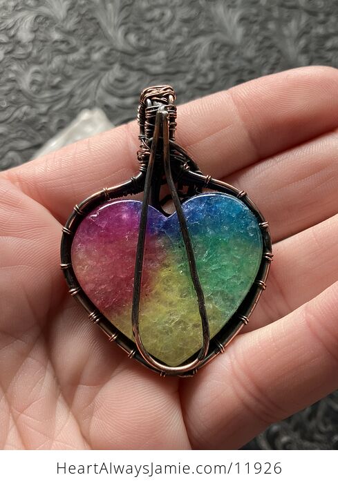 Sold Wire Wrapped Heart Rainbow Quartz Crystal Stone Jewelry Pendant - #ATNH1S9qedI-5