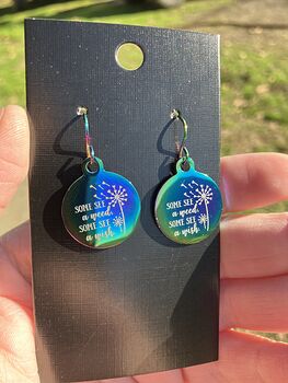 Some See a Seed Some See a Wish Dandelion Chameleon Metal Earrings #vbVdJpEn99o