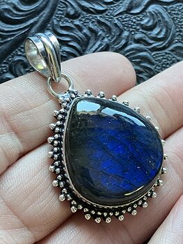 Sparkly Dark Blue Flash Labradorite Pendant Stone Crystal Jewelry #NC2jeLwZNWw
