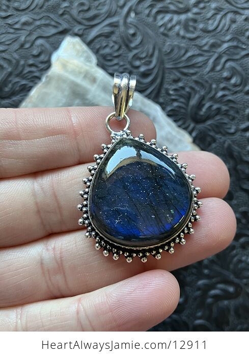 Sparkly Dark Blue Flash Labradorite Pendant Stone Crystal Jewelry - #NC2jeLwZNWw-3